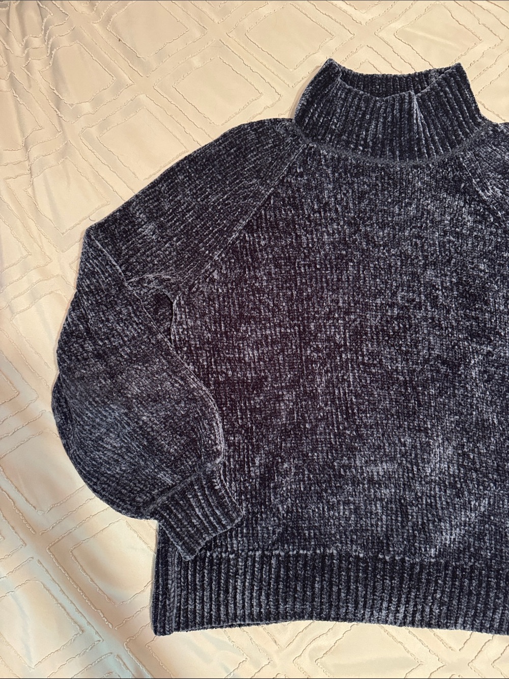 LOFT Chenille Mock Neck Sweater - Charcoal